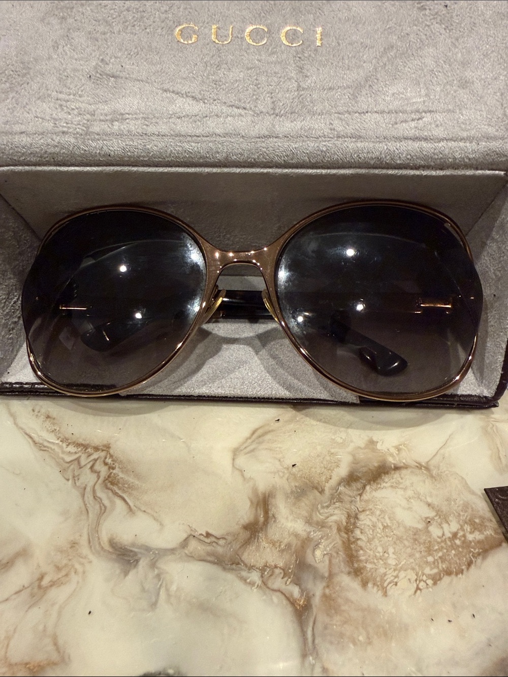 Gucci Brown Gradient Oversized Women's Sunglasses